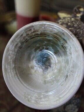 BILL CAMPBELL POTTERY FLAMBEAUX CRYSTALLINE 9" Serving BOWL~Blue+Earth Tones